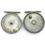 Foster Bros of Ashbourne fly reel (3 3/8 inch) and unnamed example (3 1/2 inch). P&P Group 2 (£18+