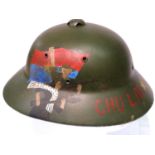 Vietnam War period Vietcong Officers hard helmet with Victory painting. P&P Group 2 (£18+VAT for the