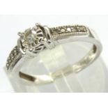9ct white gold diamond set ring, size K, 2.3g. P&P Group 1 (£14+VAT for the first lot and £1+VAT for