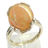 18ct gold, opal and diamond ring, size Q, 6.2g. P&P Group 1 (£14+VAT for the first lot and £1+VAT
