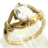 9ct gold aquamarine solitaire ring, size N, 3.0g. P&P Group 1 (£14+VAT for the first lot and £1+