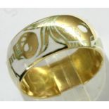 Hallmarked 18ct gold and white enamel full skeleton Memento Mori eternity ring, size L, 6.3g. Enamel