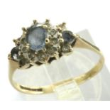 9ct gold ring with aquamarine and diamonds, size Q, 2.1g. P&P Group 1 (£14+VAT for the first lot and