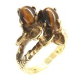 9ct gold tigers eye ring, size K, 4.5g. P&P Group 1 (£14+VAT for the first lot and £1+VAT for