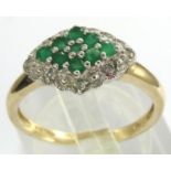 9ct gold emerald and diamond cluster ring, size P, 2.6g. P&P Group 1 (£14+VAT for the first lot