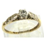 Small 18ct gold diamond solitaire ring, size J, 1.6g. P&P Group 1 (£14+VAT for the first lot and £