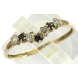 9ct gold sapphire and CZ wishbone ring, size U, 1.0g. P&P Group 1 (£14+VAT for the first lot and £