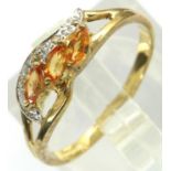 9ct gold and yellow sapphire ring, size N, 1.5g. P&P Group 1 (£14+VAT for the first lot and £1+VAT