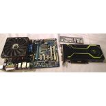 Computer building components including FC GA-MA770-ES3 and XFX dual DVI board. (£18+VAT for the