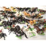 Thirty plastic Britains mounted soldiers, various types in mostly good condition. P&P Group 1 (£14+