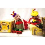 Two Pelham puppets including King and Pinocchio, needs strings untangling, box is fair. P&P Group