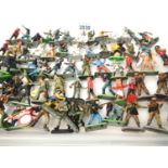 Approximately 60 plus plastic Britains soldiers, various types in mostly good condition. P&P Group 1