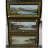 Roland Stead (b. 1900): three watercolours, Derwent Water, Elterwater and Langdale Pikes and