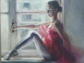 Vachagan Manukyan (Armenian contemporary): oil on canvas, Ballet Dancer, signed and dated verso