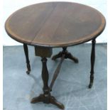 An Edwardian inlaid walnut Sutherland table, D: 70 cm, H: 56 cm. (open) Not available for in-house