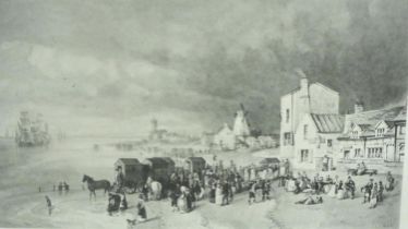 William Herdman (1805-1882) monochrome lithograph, The North Shore, Liverpool, signed in pencil,