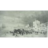 William Herdman (1805-1882) monochrome lithograph, The North Shore, Liverpool, signed in pencil,