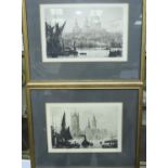 Ernest Llewellyn Hampshire (1882-1944): pair of etchings, Houses of Parliament and St Pauls