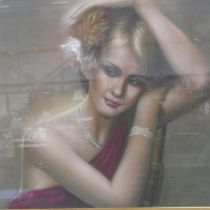 Y S Wang (20th century): pastel, portrait of a young woman, 88 x 58 cm. Not available for in-house