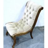 A 19th century walnut low seated parlour chair. Not available for in-house P&P, contact Paul O'Hea