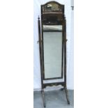 A 20th century cheval dressing mirror, the frame lacquered in the chinoiserie manner, overall H: 160