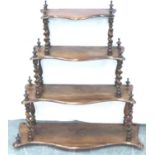 A Victorian rosewood wall mounting etagere with spiral supports, for restoration, 65 x 22 x 70 cm H.