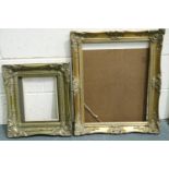 Two decorative gilt frames, interior sizes 29 x 25 cm and 50 x 40 cm. Not available for in-house P&