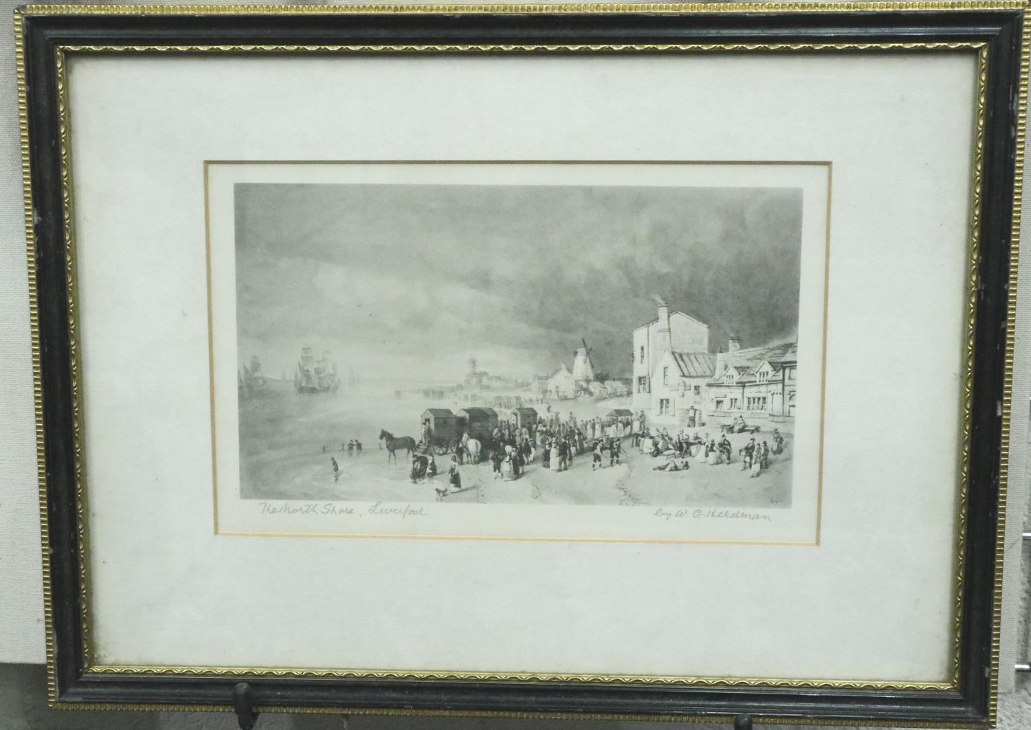 William Herdman (1805-1882) monochrome lithograph, The North Shore, Liverpool, signed in pencil, - Image 4 of 5