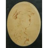 19th century unattributed ink on paper sketch of a young girl, indistinctly signed, 20 x 15 cm.