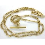 9ct gold Figaro neck chain with T-bar, L: 45 cm, 4.4g. Clasp is tight with no play, no signs of