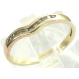9ct gold wishbone ring set with CZ stones, size N, 1.6g. P&P Group 1 (£14+VAT for the first lot