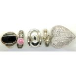 Five 925 silver rings including stone set examples, mixed sizes, combined 54g. P&P Group 1 (£14+