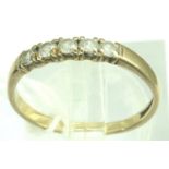 9ct gold ring set with five CZ, size L/M, 1.5g, misshapen. P&P Group 1 (£14+VAT for the first lot