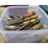 Forty mixed junior wood chisels. Not available for in-house P&P, contact Paul O'Hea at Mailboxes