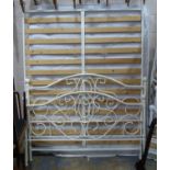 White painted metal double bed frame with mattress. Not available for in-house P&P, contact Paul O'