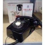 Black 1960/1970s style push button wall phone, compatible with modern telephone banking and any