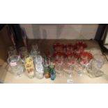 Mixed glass including Cutaway wine glasses, largest H: 21 cm. Not available for in-house P&P,