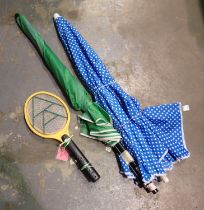 Two garden table parasols and two fly zappers. Not available for in-house P&P, contact Paul O'Hea at