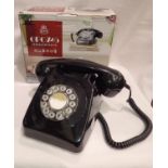 Black 1960/1970s style push button telephone, compatible with modern telephone banking and any