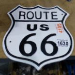 Cast iron Route 66 plaque, W: 20 cm. P&P Group 1 (£14+VAT for the first lot and £1+VAT for