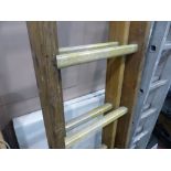 Twenty six rung wooden aluminium ladders with metal treads. Not available for in-house P&P,