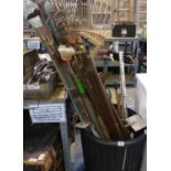 Dustbin of mixed garden tools, bin not included. Not available for in-house P&P, contact Paul O'
