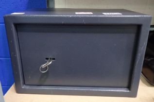 Steel safe mechanical lock, 31 x 20 x 20 cm. Not available for in-house P&P, contact Paul O'Hea at