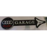 Cast iron Audi Parking arrow, L: 40 cm. P&P Group 1 (£14+VAT for the first lot and £1+VAT for