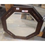 Oak framed octagonal wall mirror, 64 x 64 cm. Not available for in-house P&P, contact Paul O'Hea