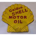 Golden shell motor oil plaque, H: 15 cm. P&P Group 1 (£14+VAT for the first lot and £1+VAT for