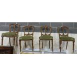 Set of four oak framed and upholstered seated dining chairs. Not available for in-house P&P, contact