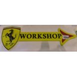 Cast iron Ferrari Workshop arrow, W: 40 cm. P&P Group 1 (£14+VAT for the first lot and £1+VAT for