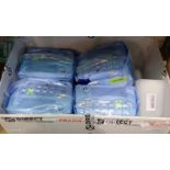 Four packs of twelve Tena pads and a pack of disposable urinal bottles. Not available for in-house