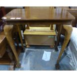 Vintage oak side table on ball and claw supports, 69 x 75 cm. Not available for in-house P&P,